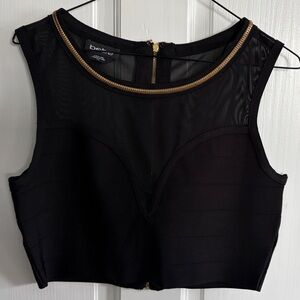 Bebe Black and Gold Zipper Crop Top